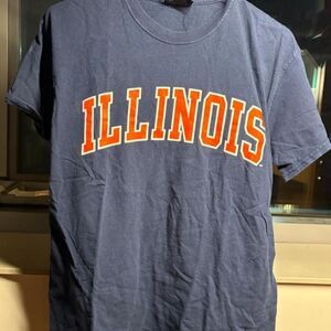 insanely tuff vintage retro Y2K graphic spellout Navy blue IllinoisT-shirt